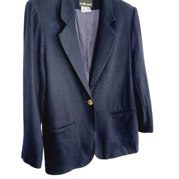 VTG Blazer 100% Pure Wool Navy Blue Gold Single Button Fully Lined 90s Jacket - Picture 9 of 9